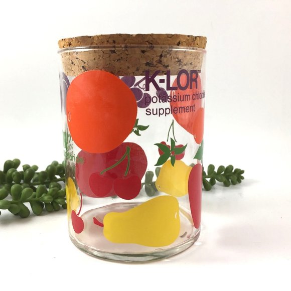 K-LOR Rx Pharmaceutical Advertising Painted Fruit Glass Storage Jar - Picture 1 of 5
